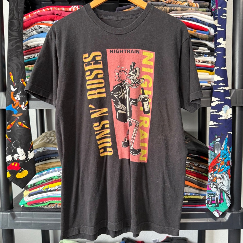 Vintage Black Guns N Roses Nightrain Graphic T Shirt Large Light Marks